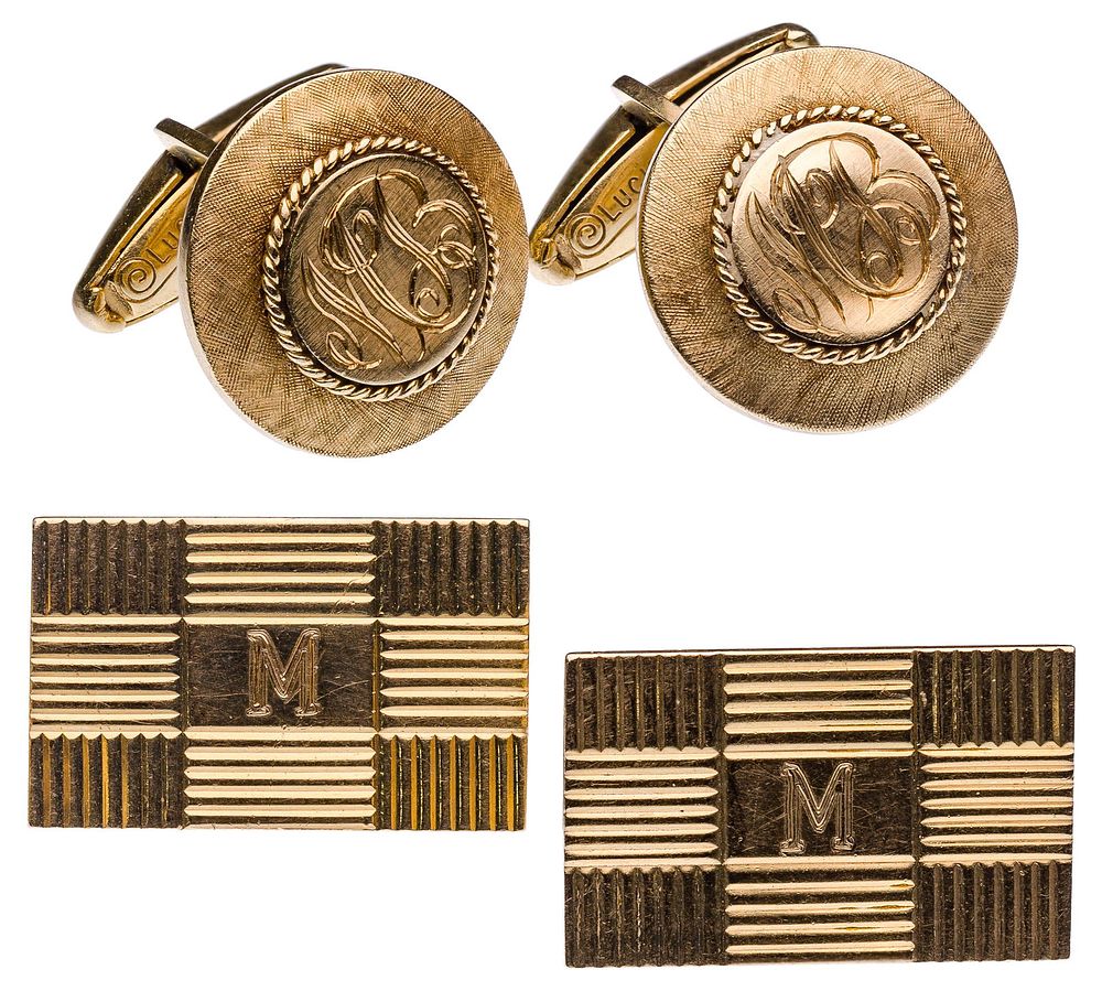 Lot 286: 14k Yellow Gold Cufflink Assortment