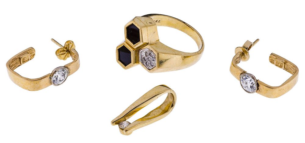 Lot 295: 14k Yellow Gold and Diamond Jewelry Assortment