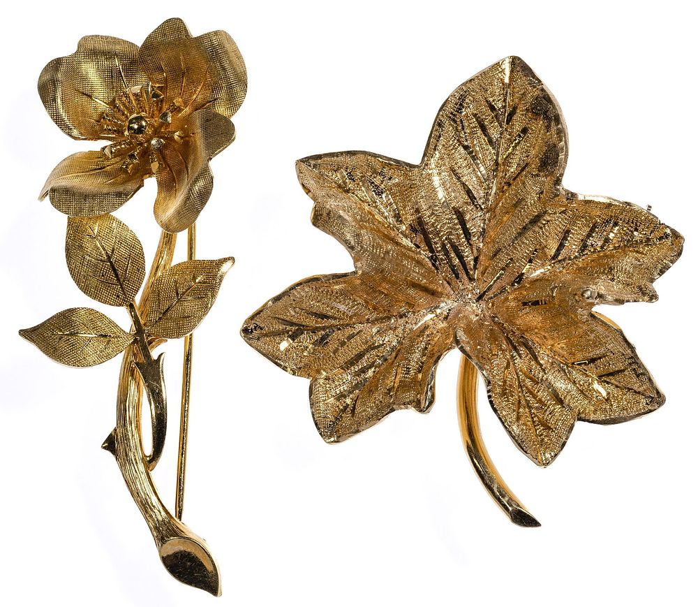 Lot 301: Tiffany & Co 14k Yellow Gold Brooches