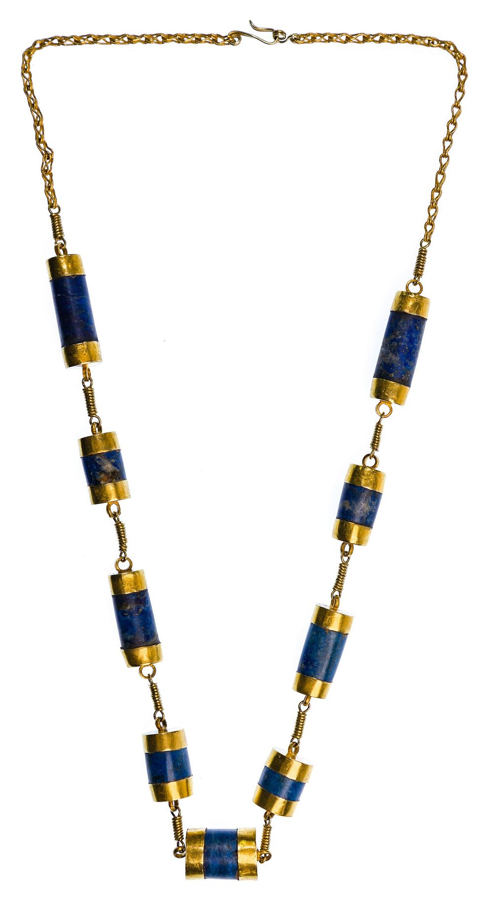 Lot 304: Mixed Yellow Gold and Lapis Lazuli Necklace