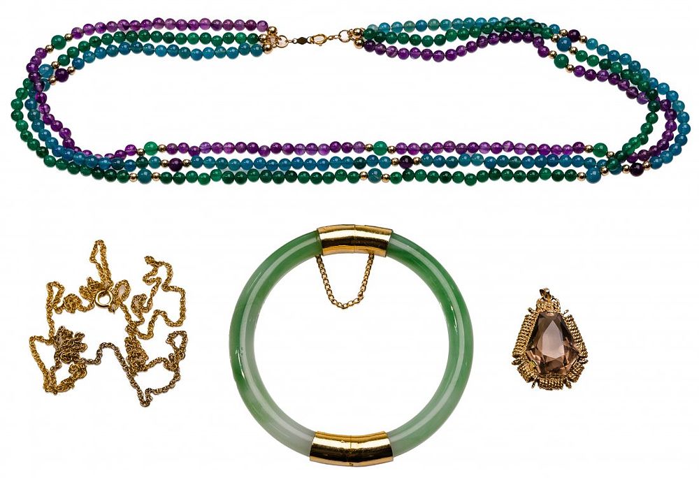 Lot 306: 14k Yellow Gold and Gold Filled Semi-Precious Jewelry