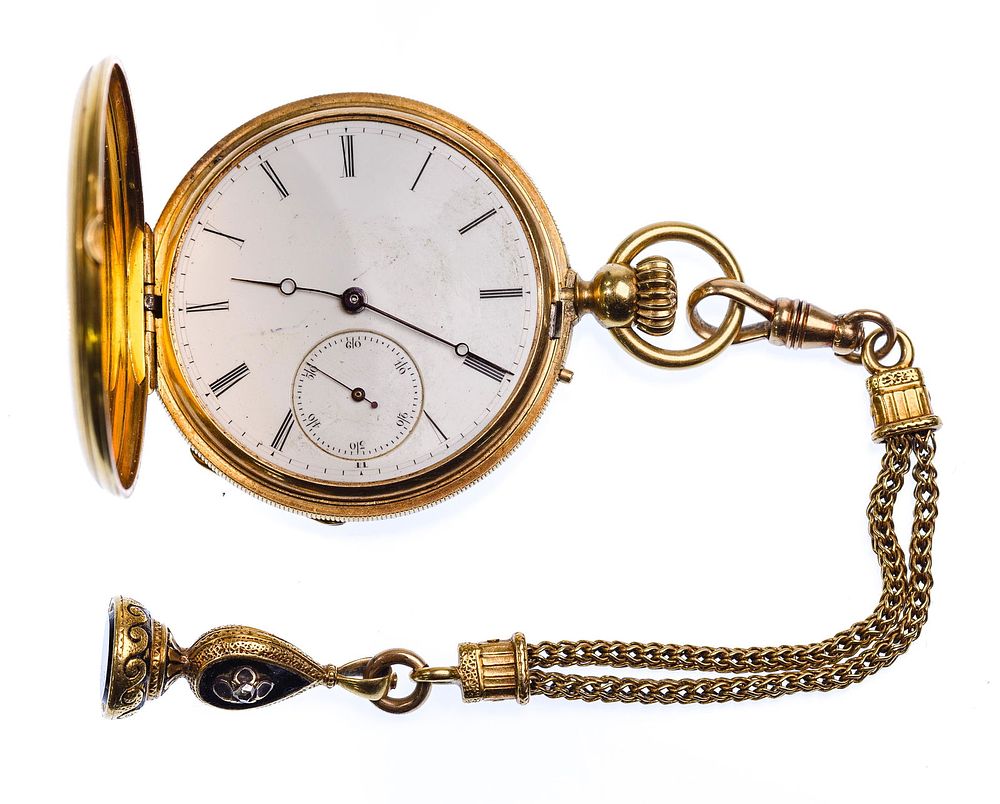 Lot 313: Tiffany & Co 18k Yellow Gold Hunt Case Pocket Watch