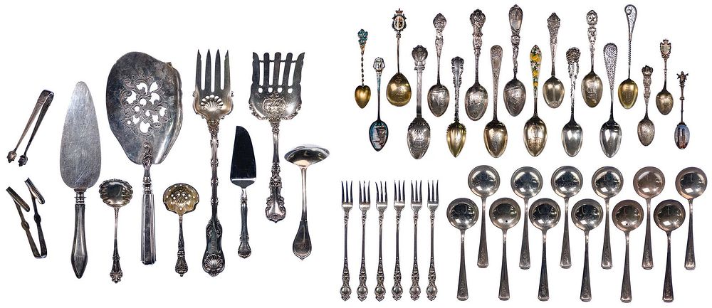Lot 343: Silver Flatware Assortment