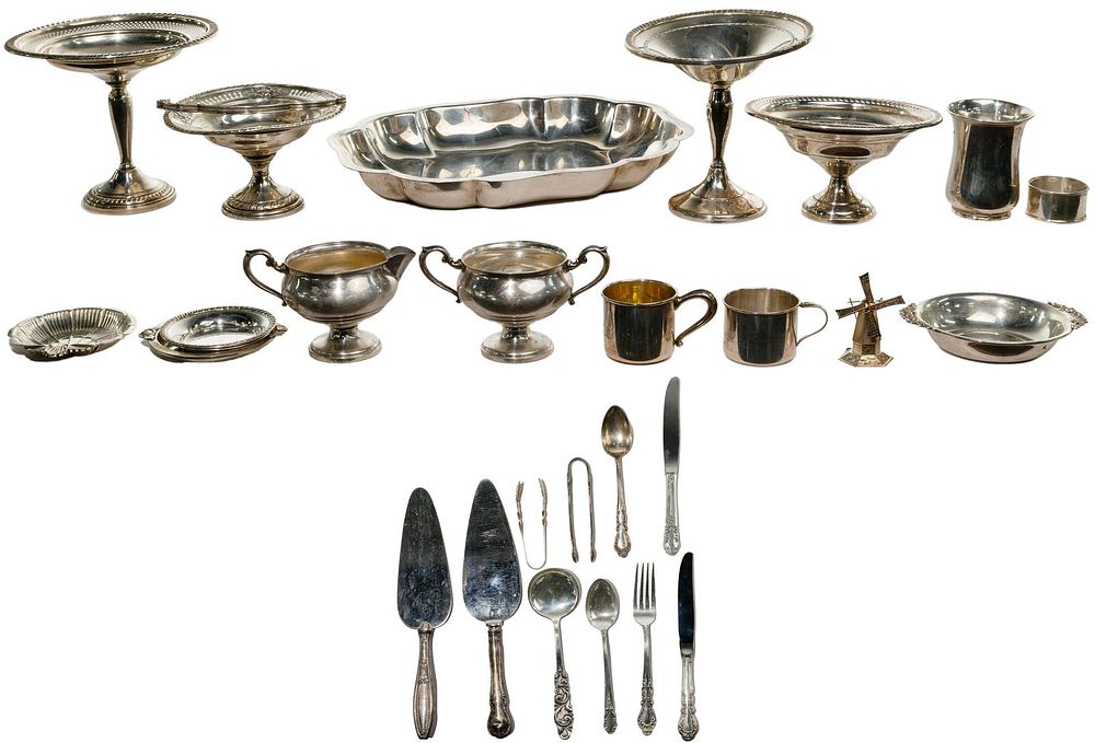 Lot 356: Sterling Silver Hollowware and Flatware Assortment
