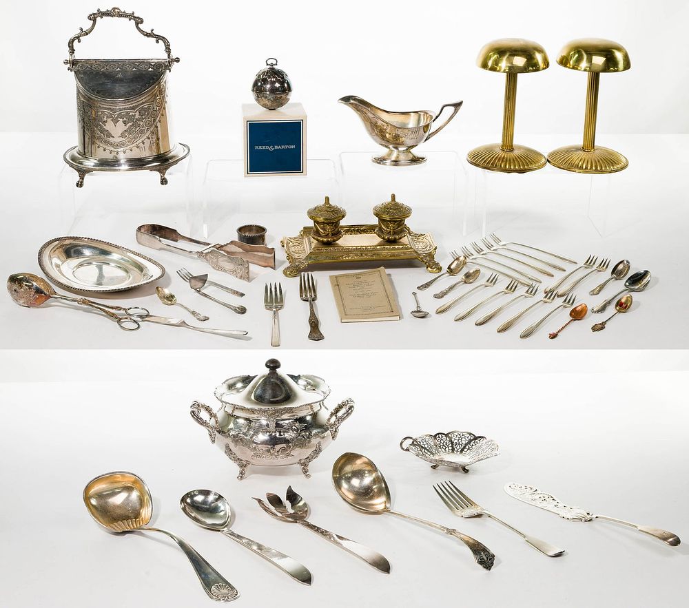 Lot 357: Silverplate Hollowware and Utensil Assortment