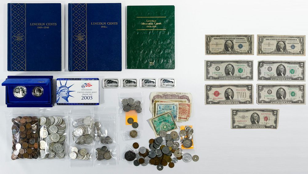 Lot 361: US and World Coin and Currency Assortment