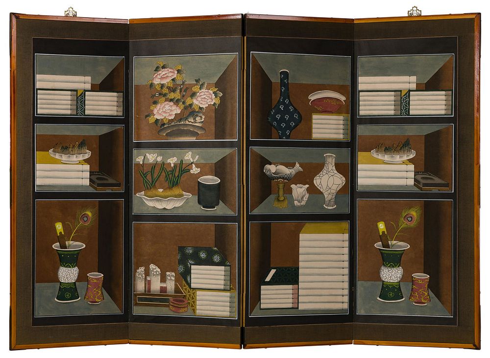 Lot 151: Korean 'Chaekgori' Hidden Seal Folding Screen