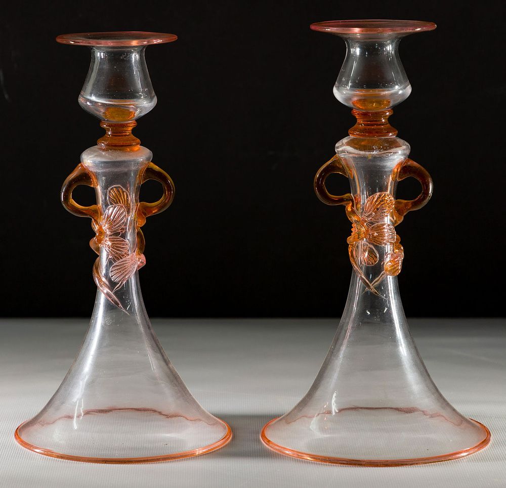 Lot 174: Steuben "Matsu-No-Ke" #3304 Reversible Candlesticks