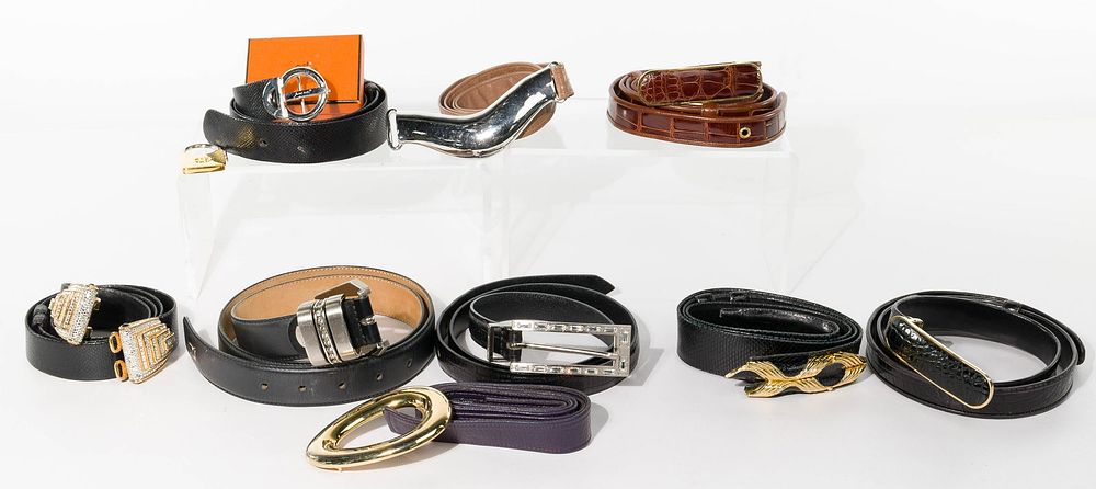 Lot 255: Designer Leather Belt Assortment