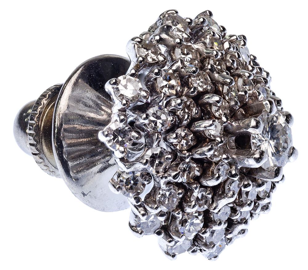 Lot 268: 18k White Gold and Diamond Lapel Pin