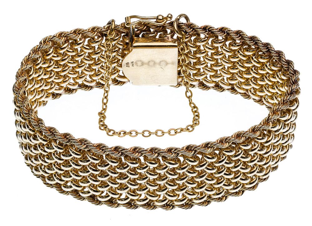Lot 271: 14k Yellow Gold Mesh Bracelet