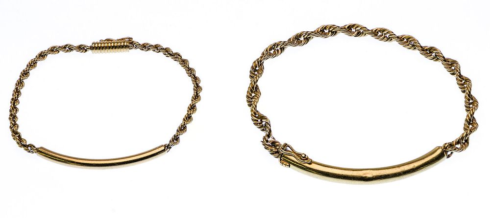 Lot 276: 14k Yellow Gold Twisted Rope Bracelets