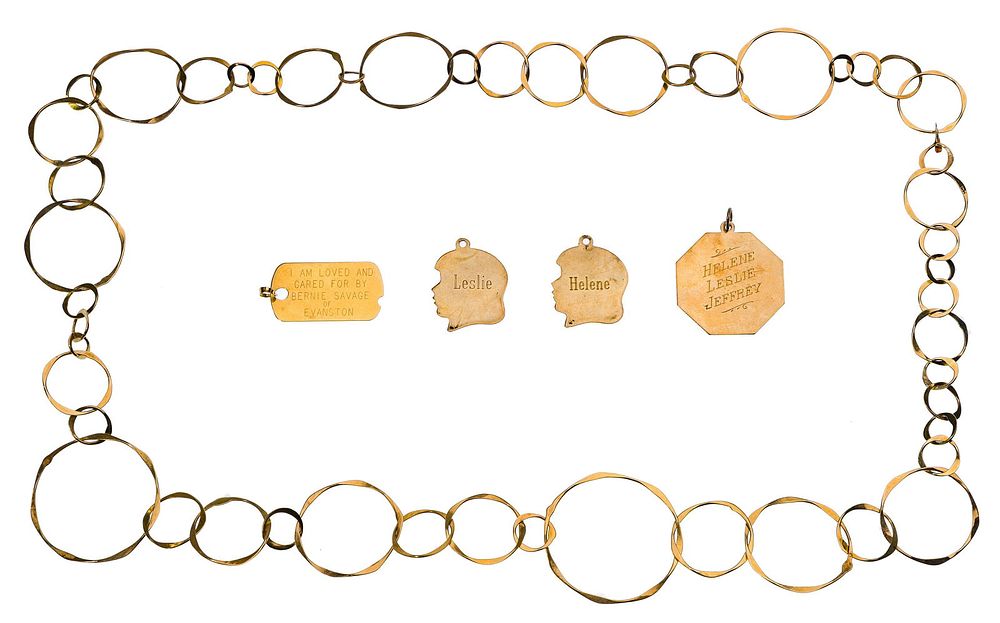 Lot 288: 14k Gold Loop Necklace and Charm Assortment