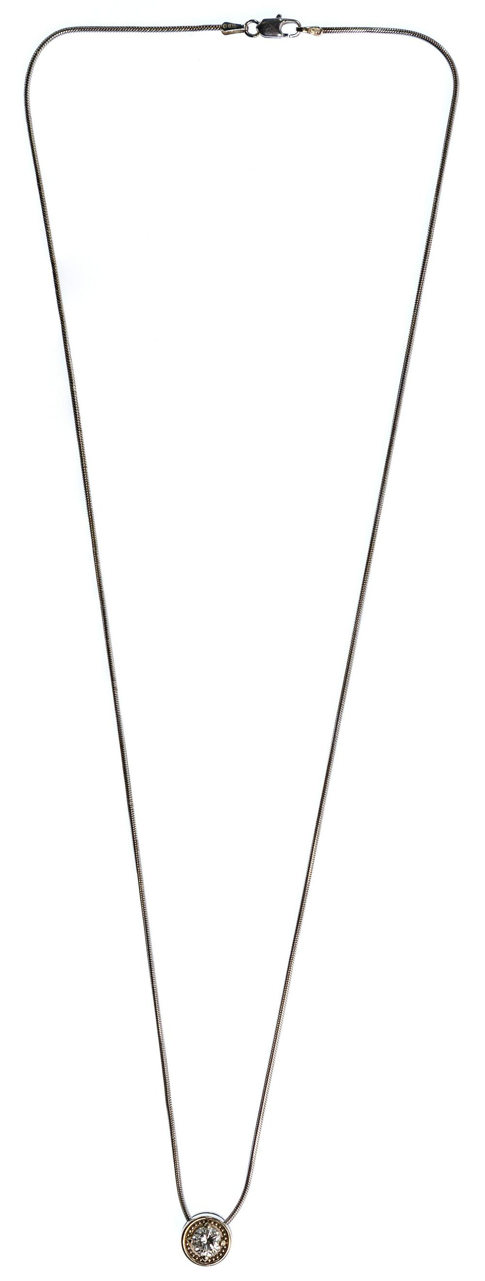 Lot 289: 14k White Gold and Diamond Pendant on Necklace
