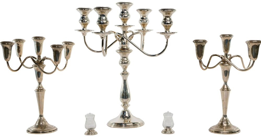 Lot 357: Empire Sterling Silver Candle Holders