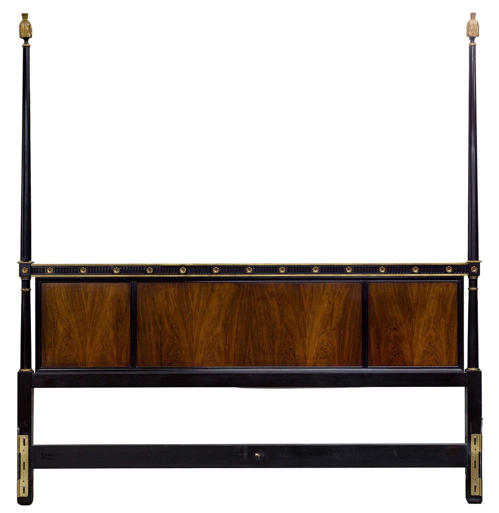 Lot 27: Mahogany, Black and Gilt King Size Headboard