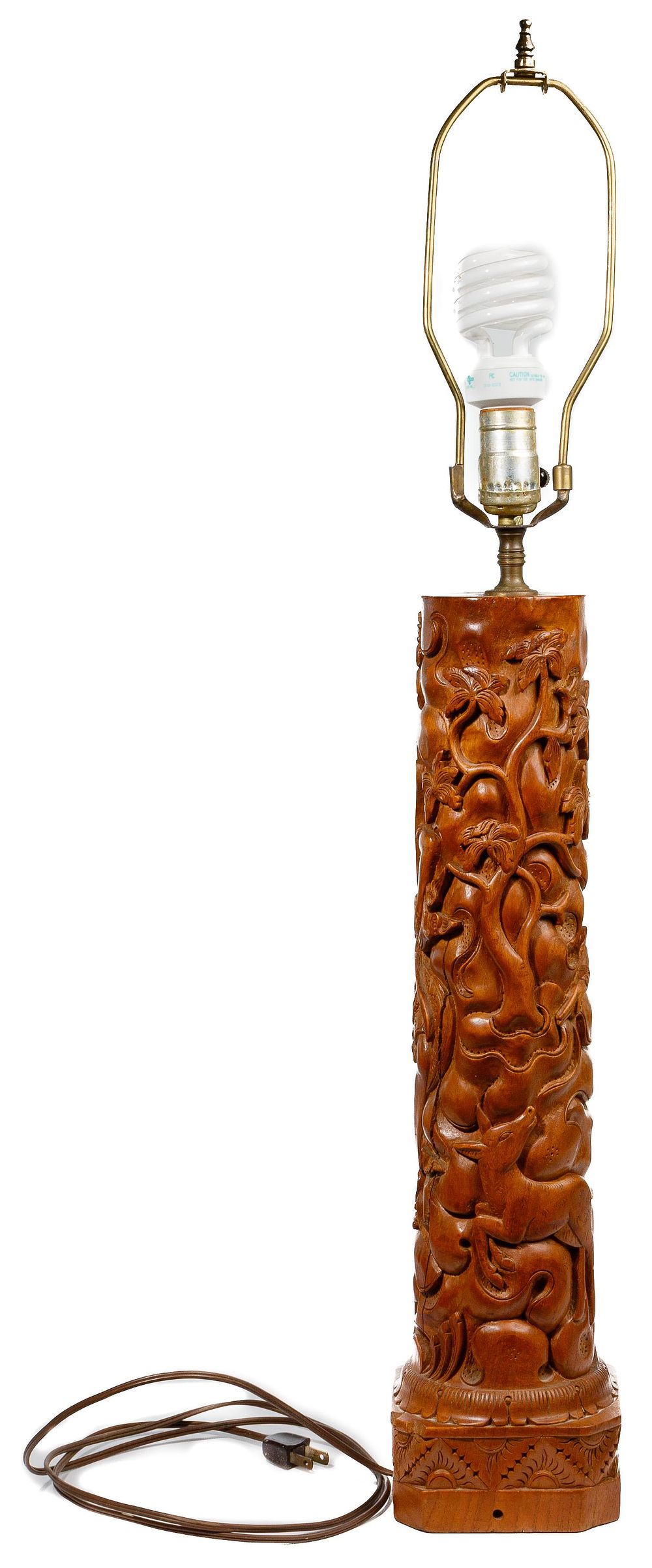 Lot 41: Ethnographic Carved Wood Table Lamp