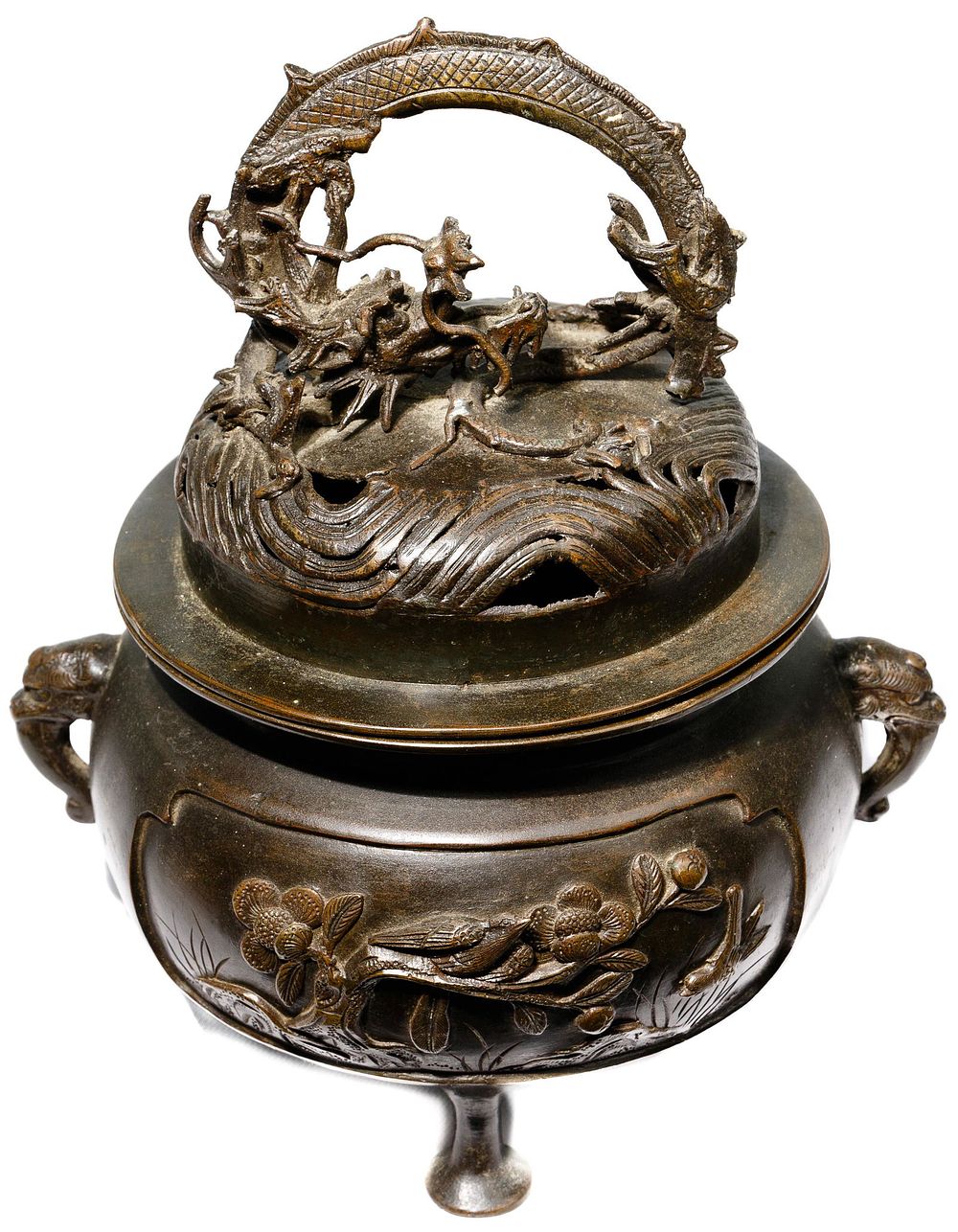 Lot 116: Japanese Bronze Dragon Censer