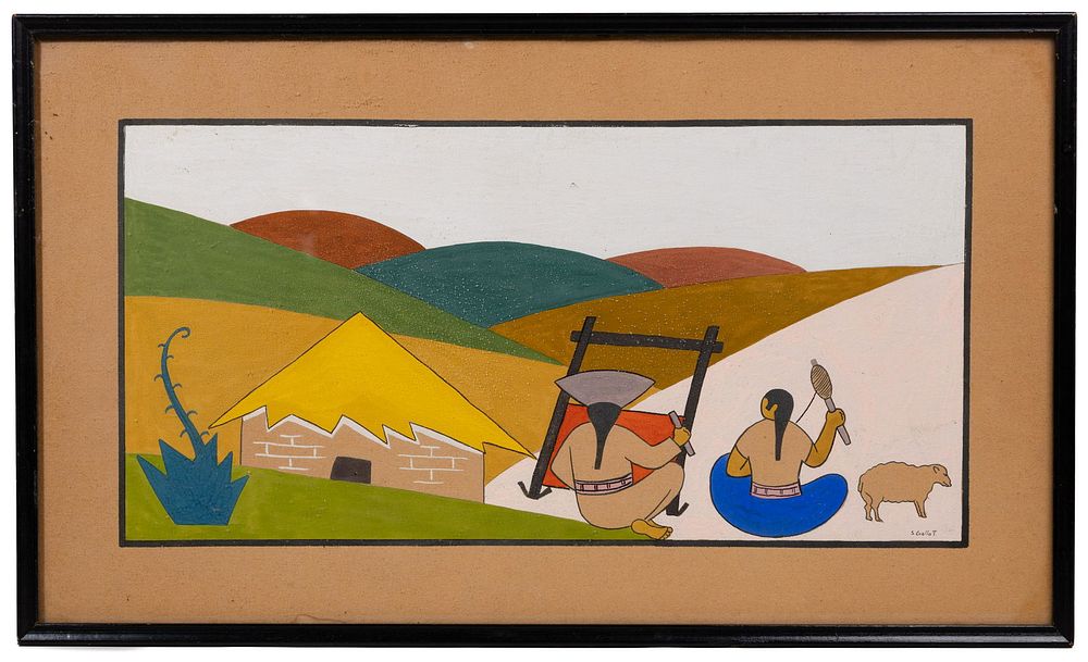 Lot 143A: S. Coello T. (Central American, 20th Century) Gouache