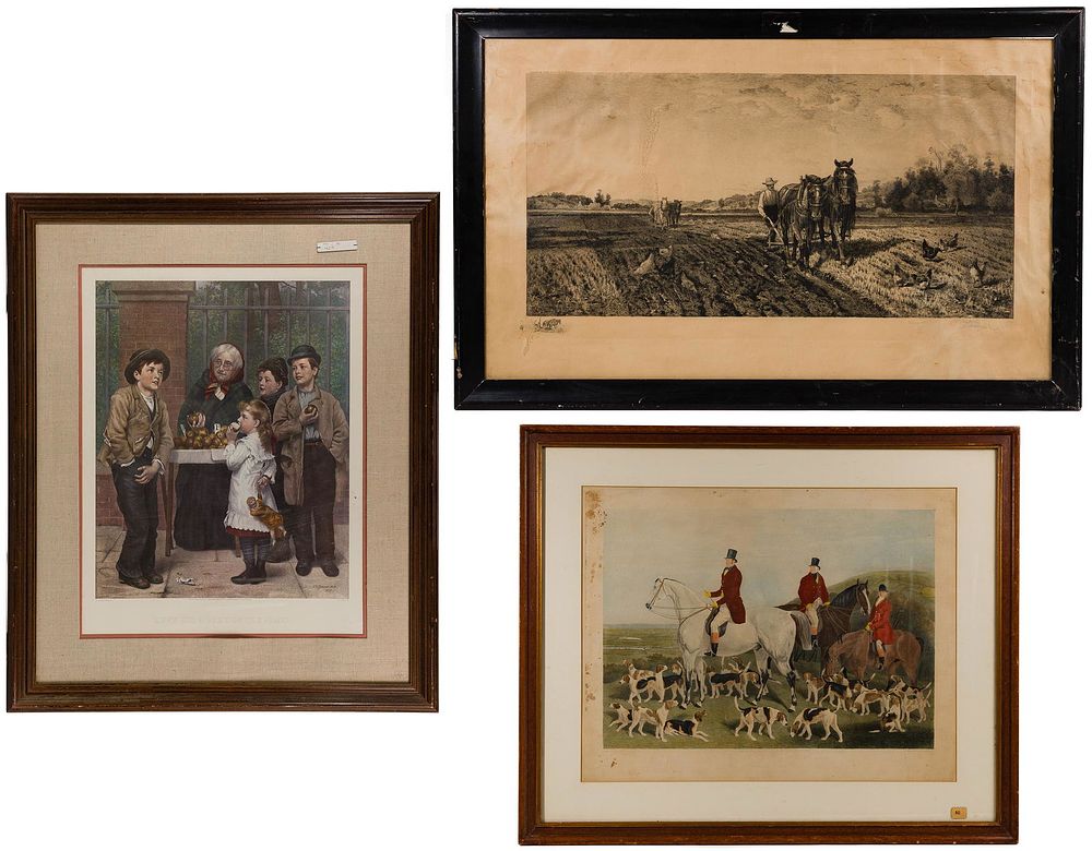 Lot 207: Peter Moran (American / English 1841-1914) 'Ploughing