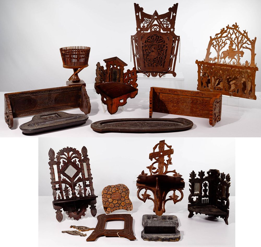 Lot 338: Carved Wood Shelf Assortment