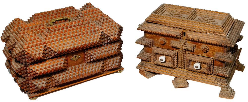 Lot 352: Tramp Art Box Assortment