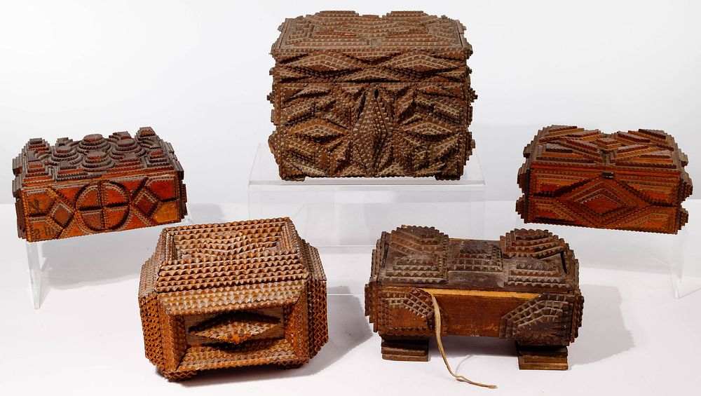 Lot 357: Tramp Art Box Assortment