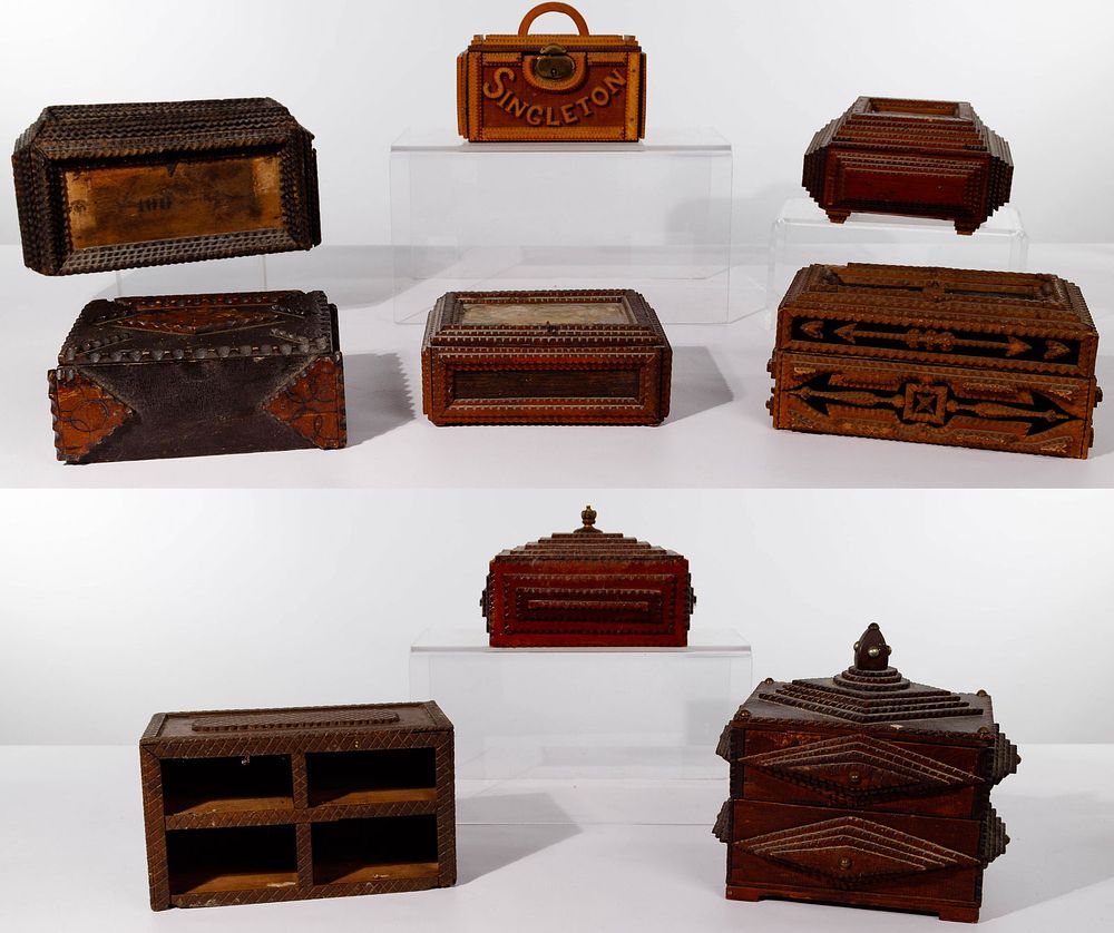 Lot 360: Tramp Art Box Assortment