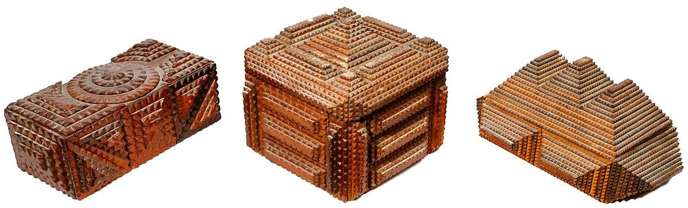 Lot 363: Tramp Art Box Assortment