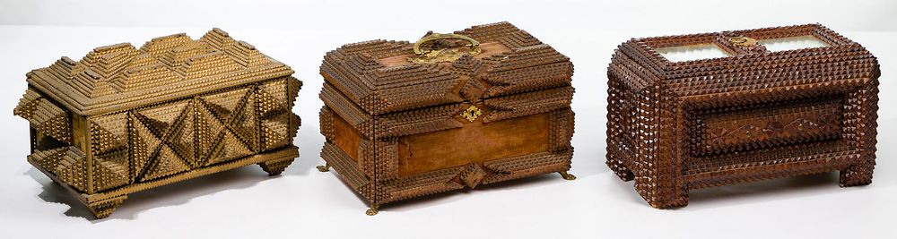 Lot 365: Tramp Art Box Assortment