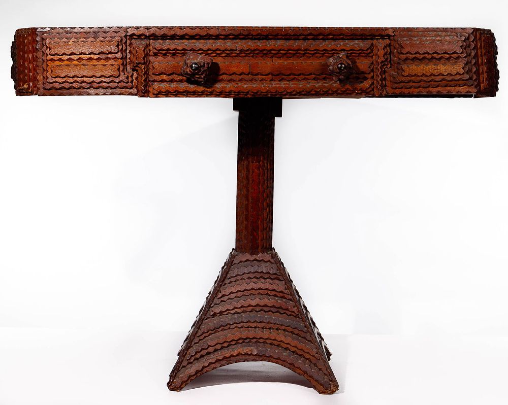 Lot 372: Tramp Art Corner Table