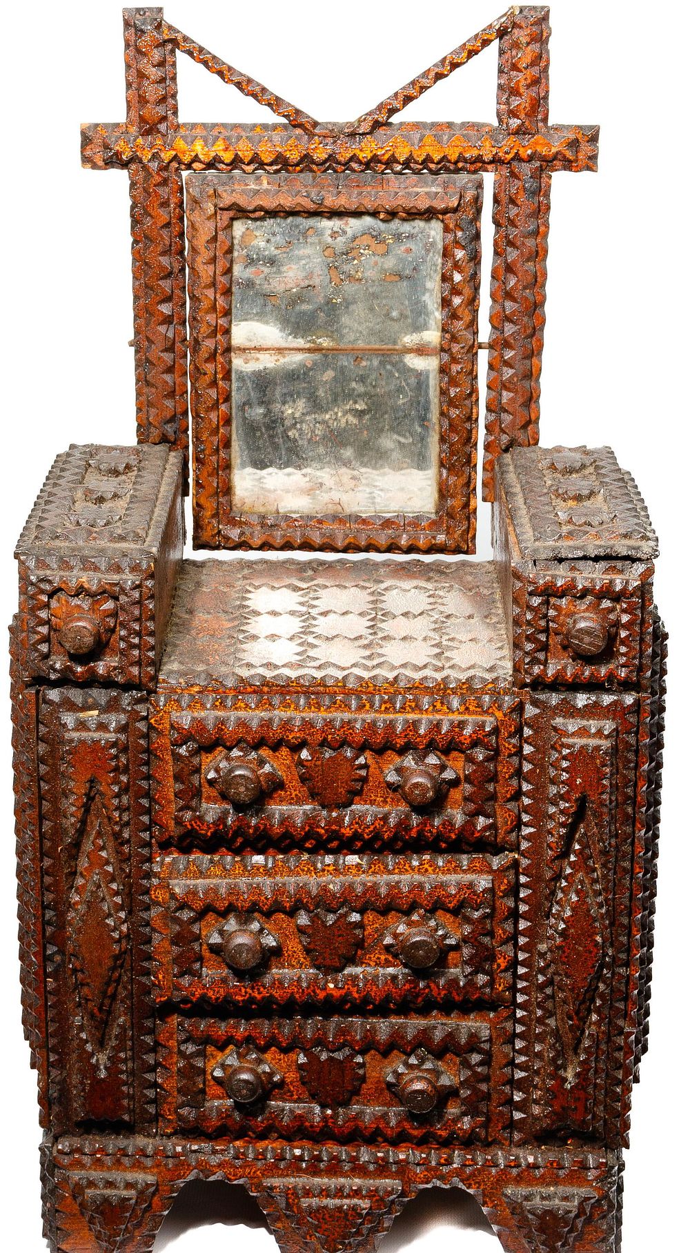Lot 373: Tramp Art Doll-Size Vanity