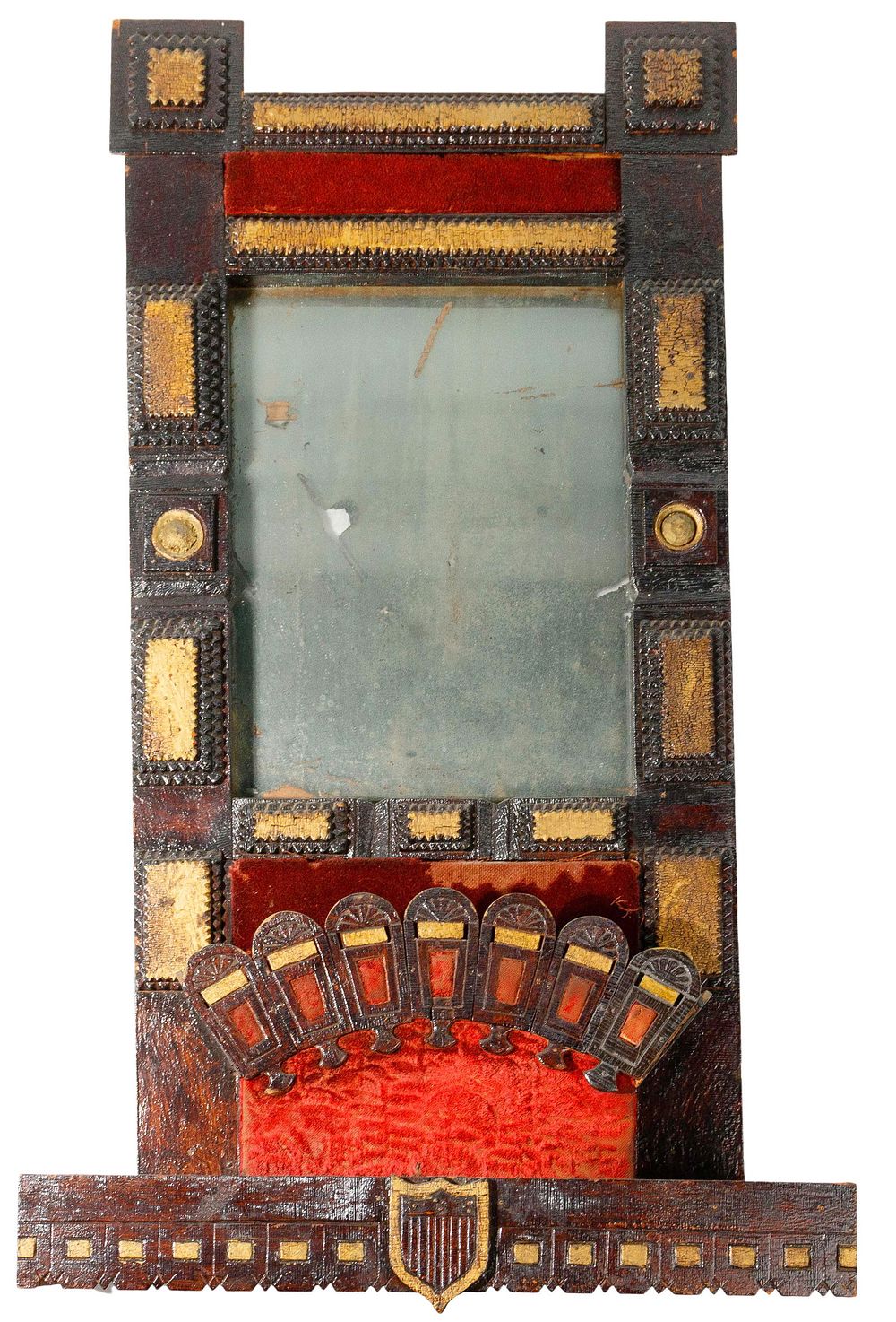 Lot 397: Tramp Art Mirrored Wall Pocket