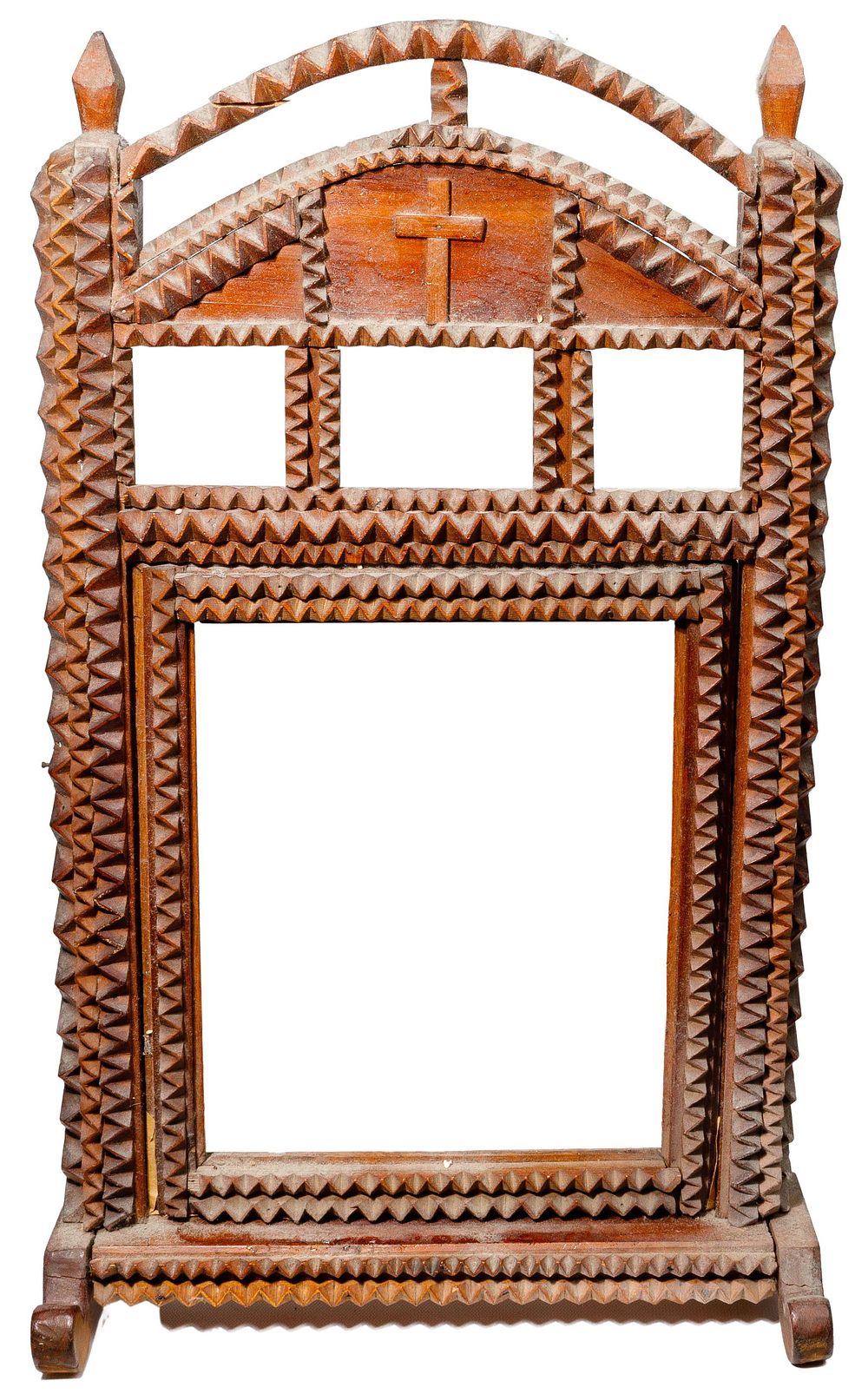 Lot 398: Tramp Art Religious Frame