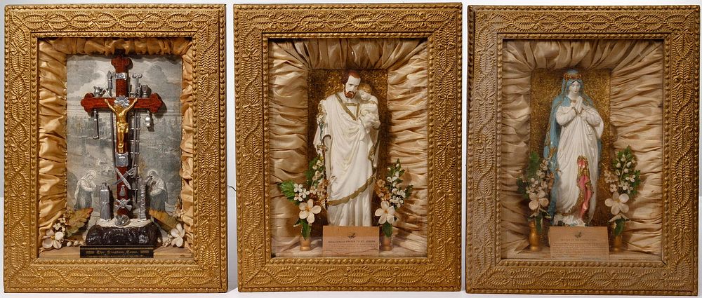 Lot 412: Victorian Style Shadow Box Religious Shrine Assortment
