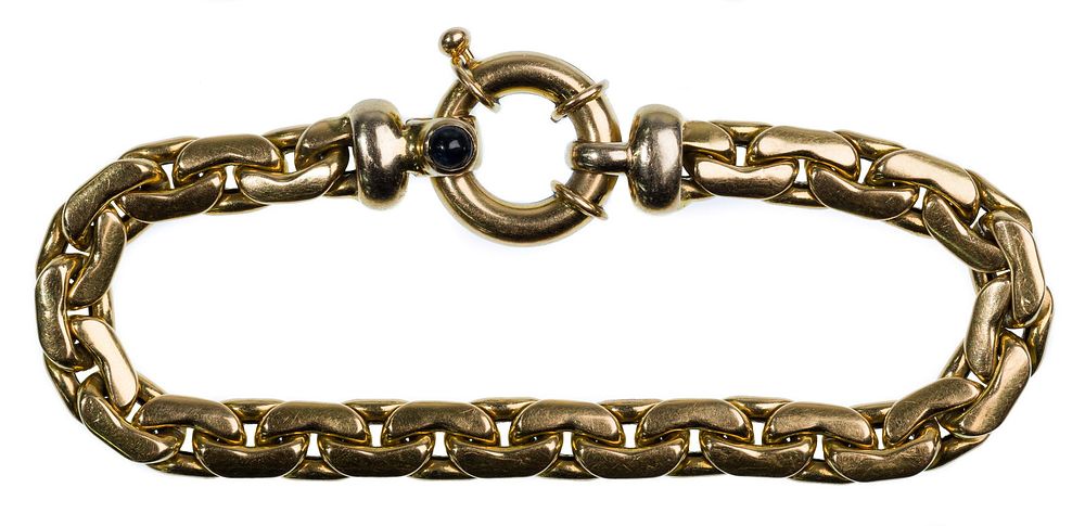 Lot 431: 18k Yellow Gold and Semi-Precious Gemstone Bracelet