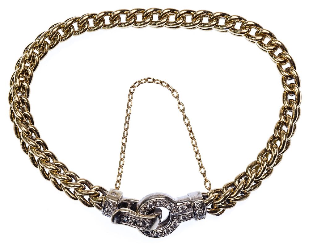 Lot 441: 14k Gold and Diamond Bracelet