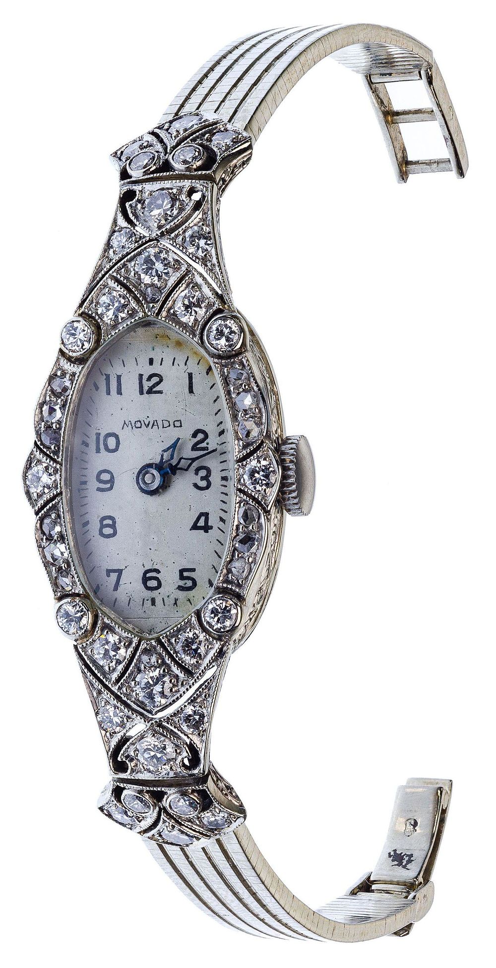 Lot 478: Movado 18k White Gold and Diamond Case and Band Wrist