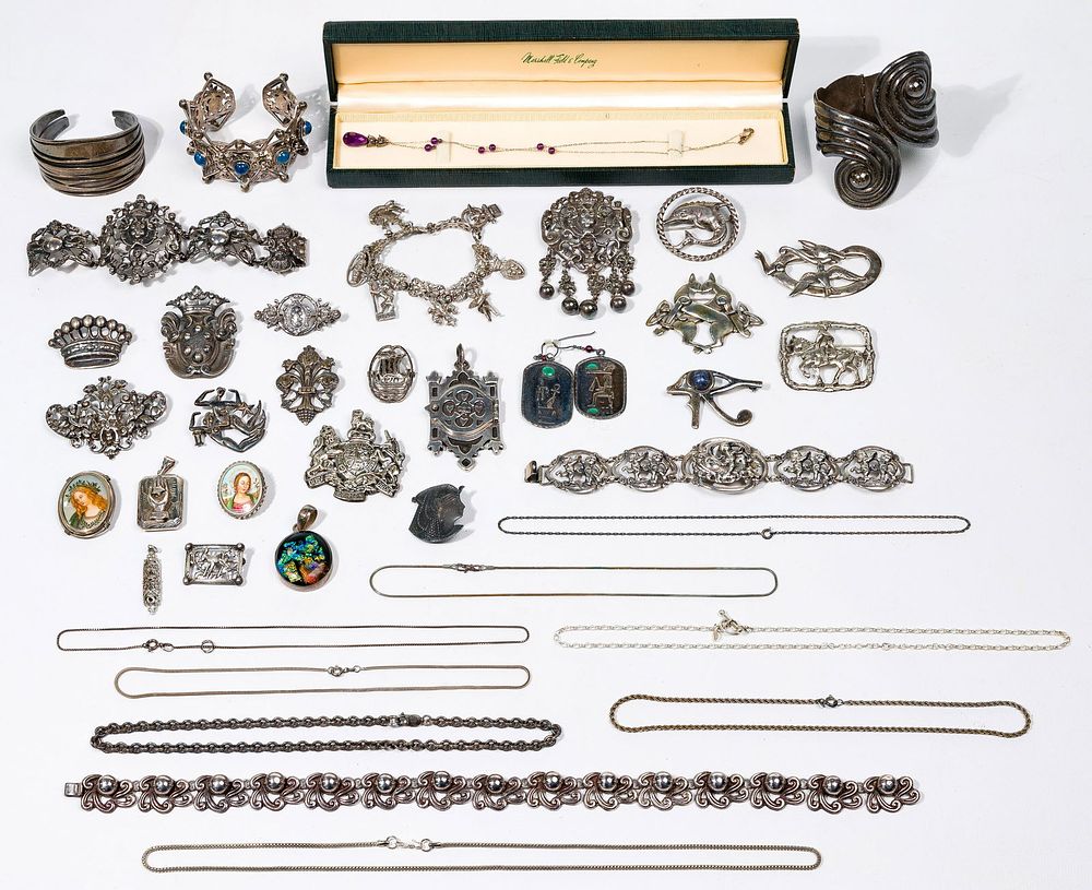 Lot 484: Sterling Silver and European Silver (800) Jewelry