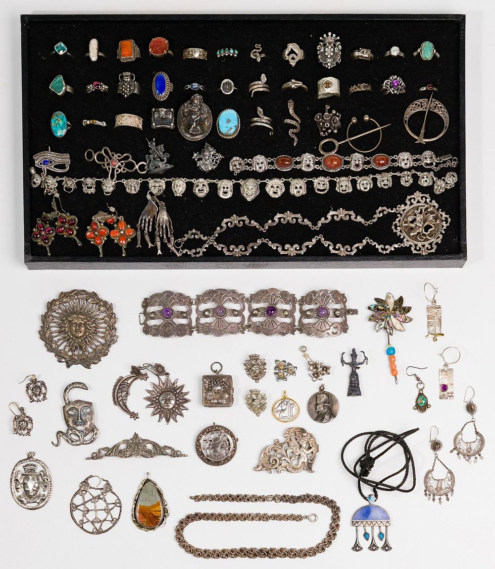 Lot 485: Sterling Silver and European Silver (800) Jewelry