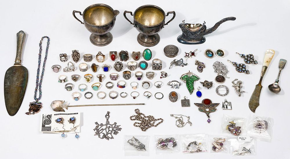 Lot 486: Sterling Silver and European Silver (800) Jewelry