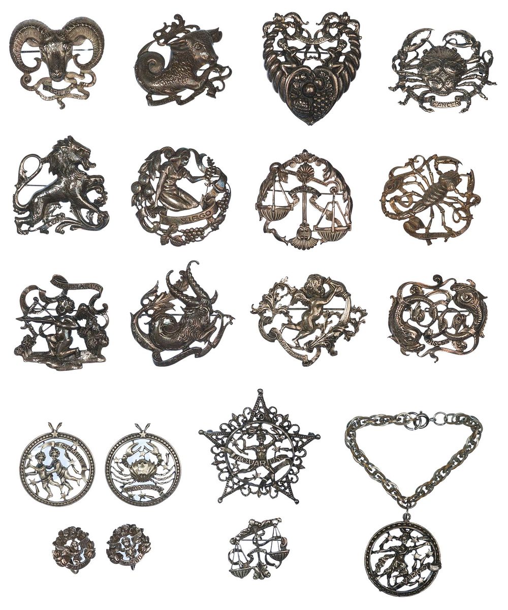Lot 488: Sterling Silver Zodiac Jewelry Assortment