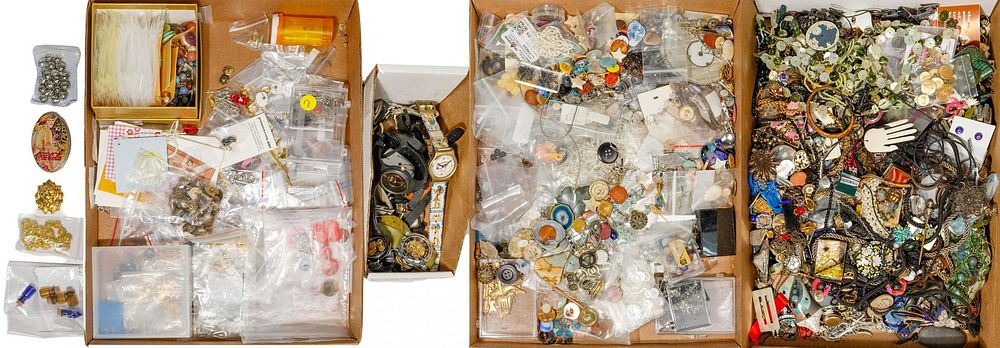 Lot 491: Costume Jewelry, Buttons and Watch Assortment