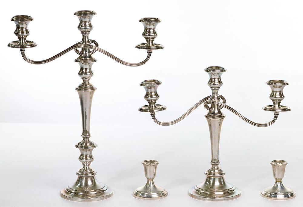 Lot 496: Sterling Silver Candle Holder Assortment