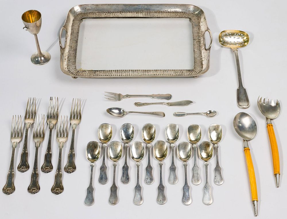 Lot 503: Austrian Silver Flatware and Hollowware Assortment