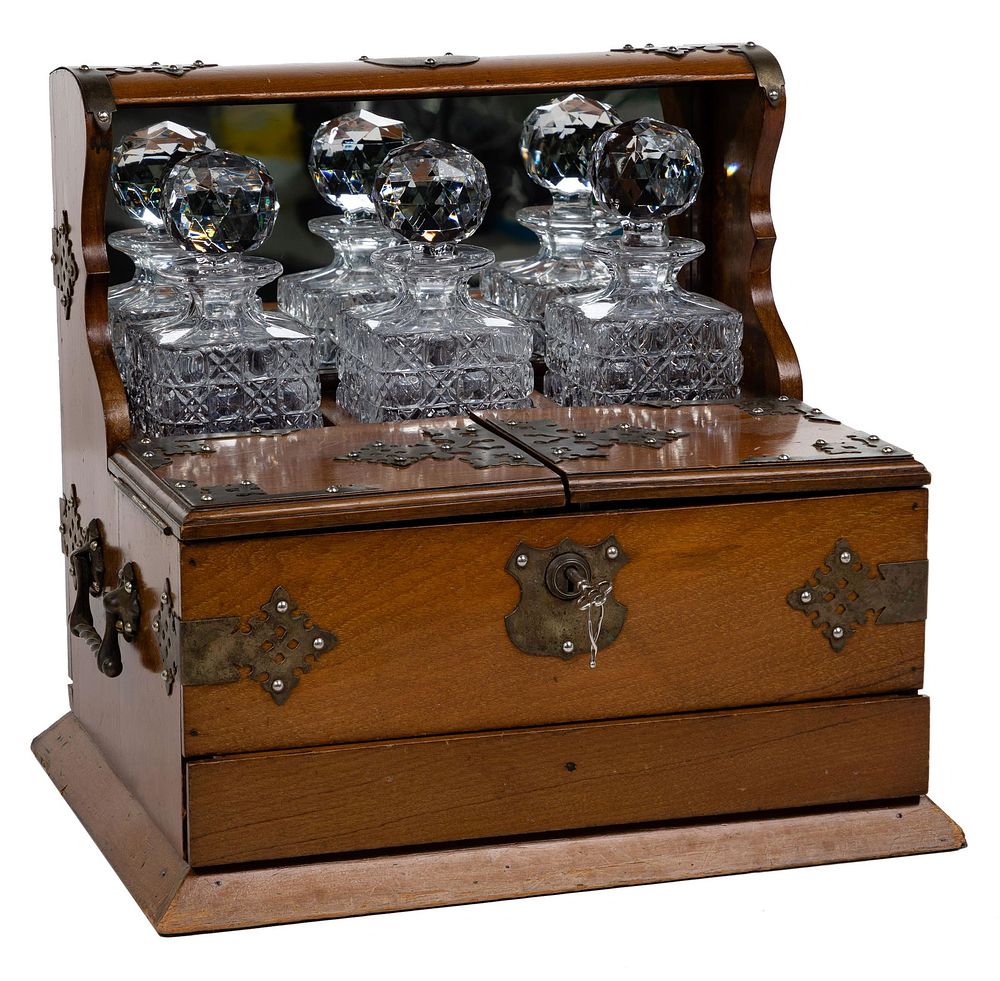 Lot 158: Oak Tantalus with Decanters