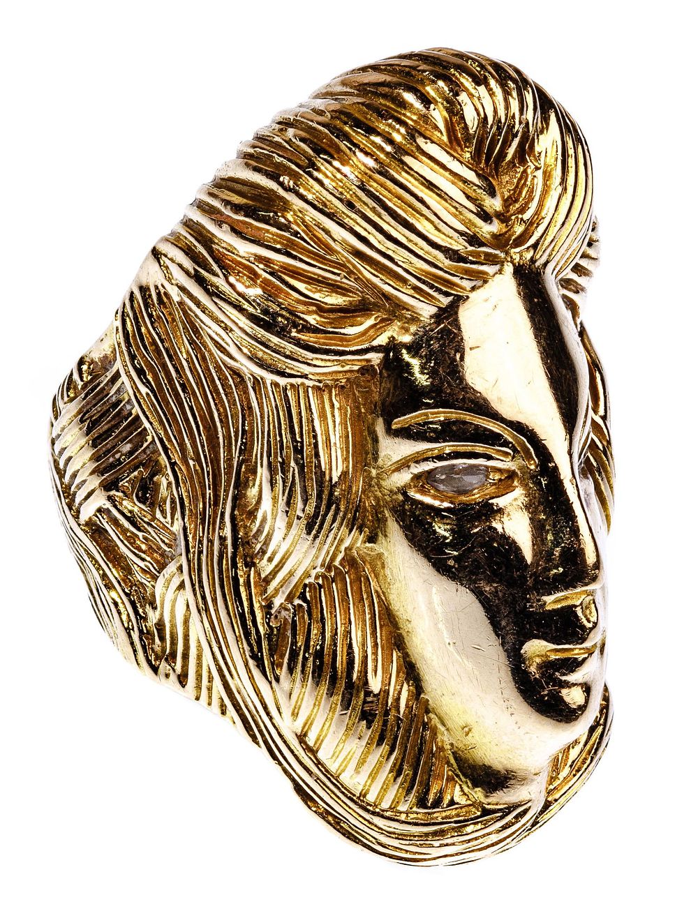 Lot 270: 14k Yellow Gold and Diamond Face Ring