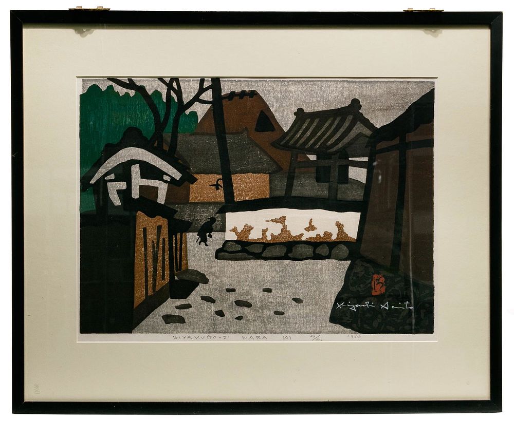 Lot 155: Kiyoshi Saito (Japanese, 1907-1997) 'Biyakogu-Ji Nara