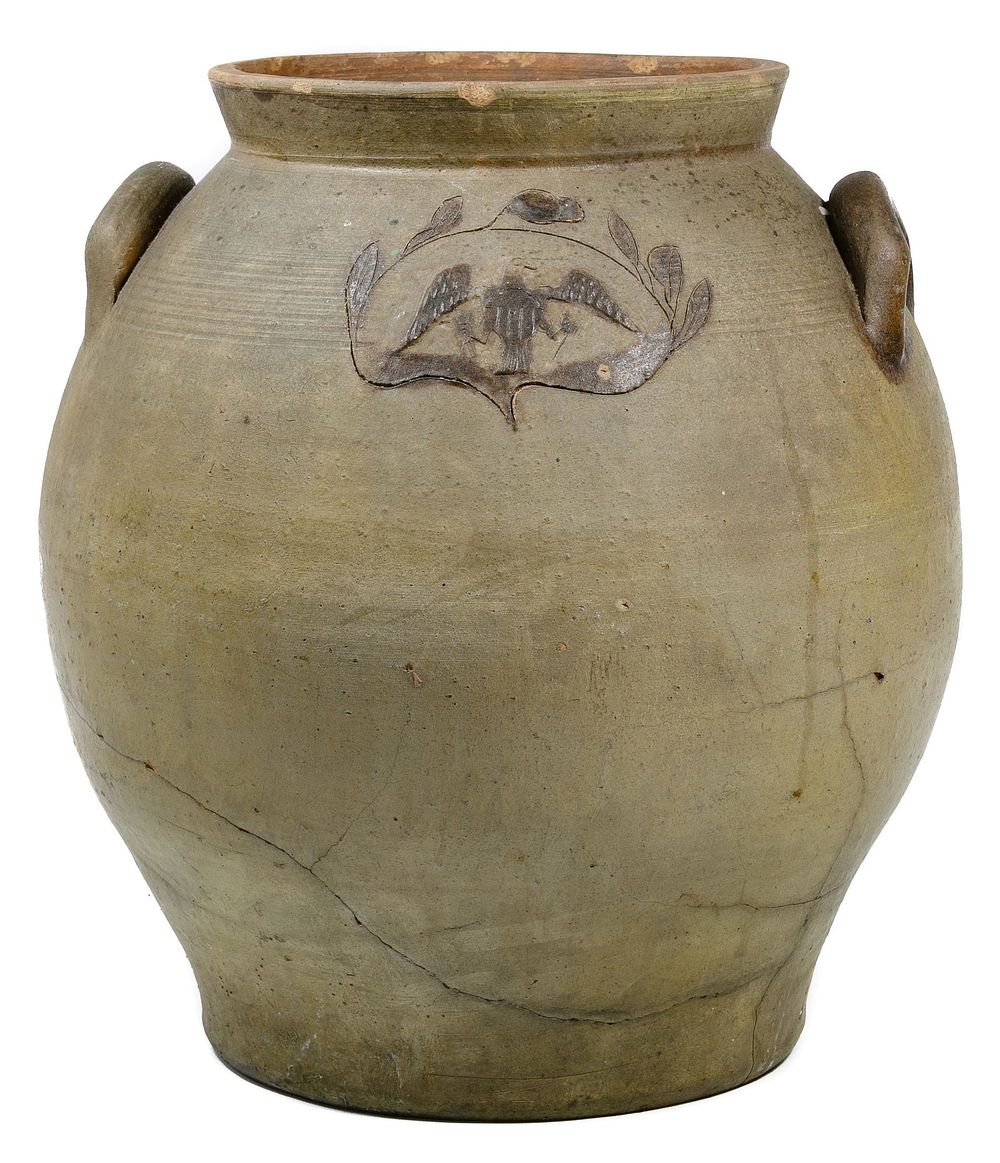 Lot 198: Stoneware Eagle Crock