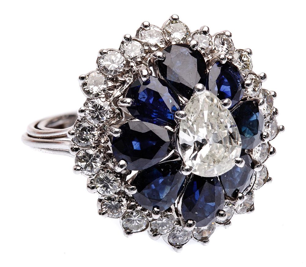 Lot 240: Platinum, Sapphire and Diamond Ring